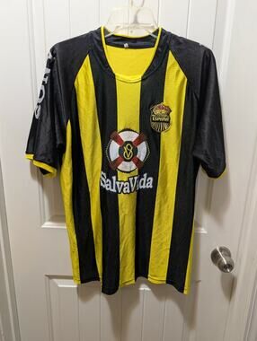 Vintage Real Espana Soccer Jersey Honduras Salva Vida Yellow Black Stripe #16 L